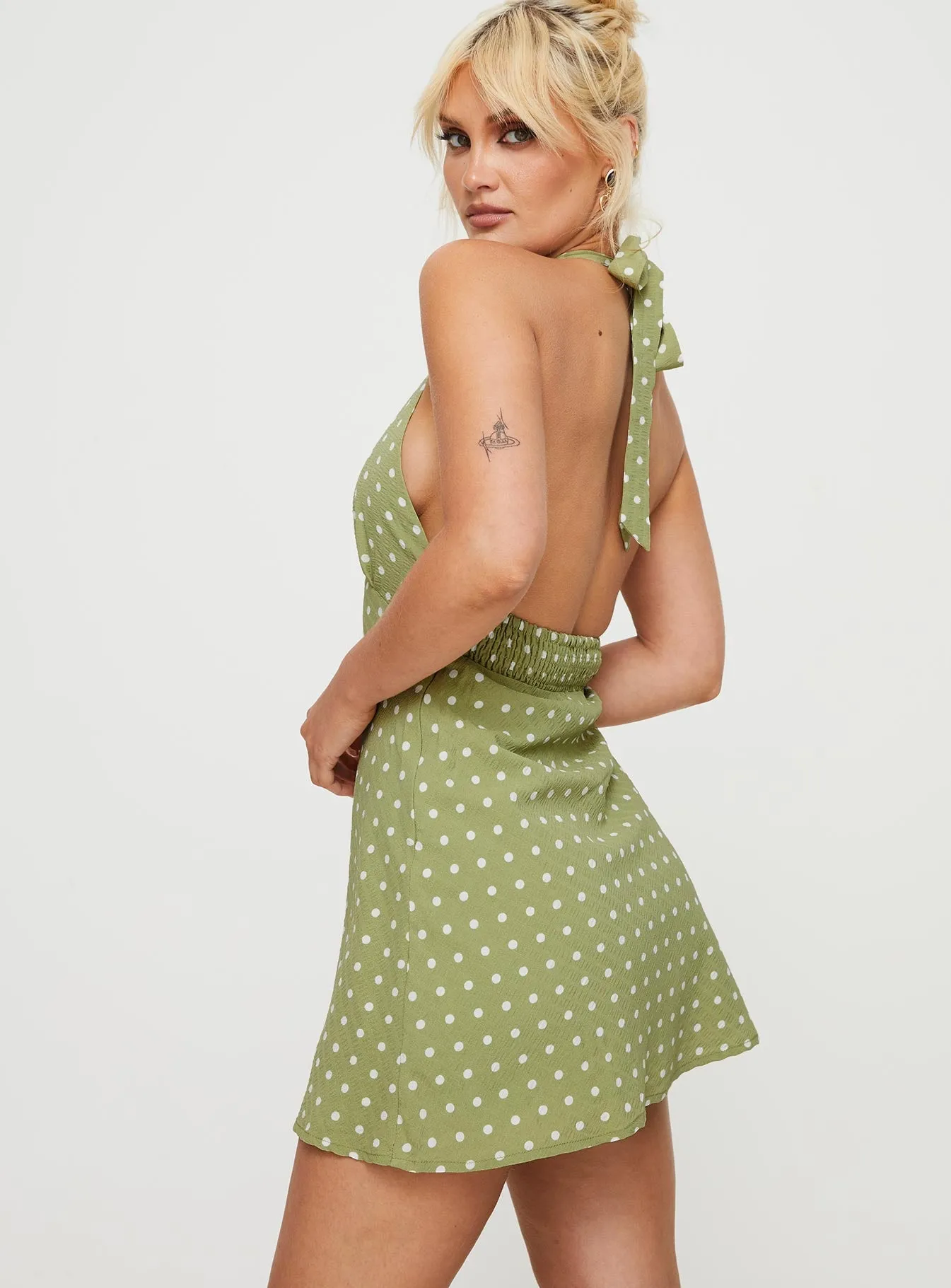 Go To Wear Kopra Halter Mini Dress Green