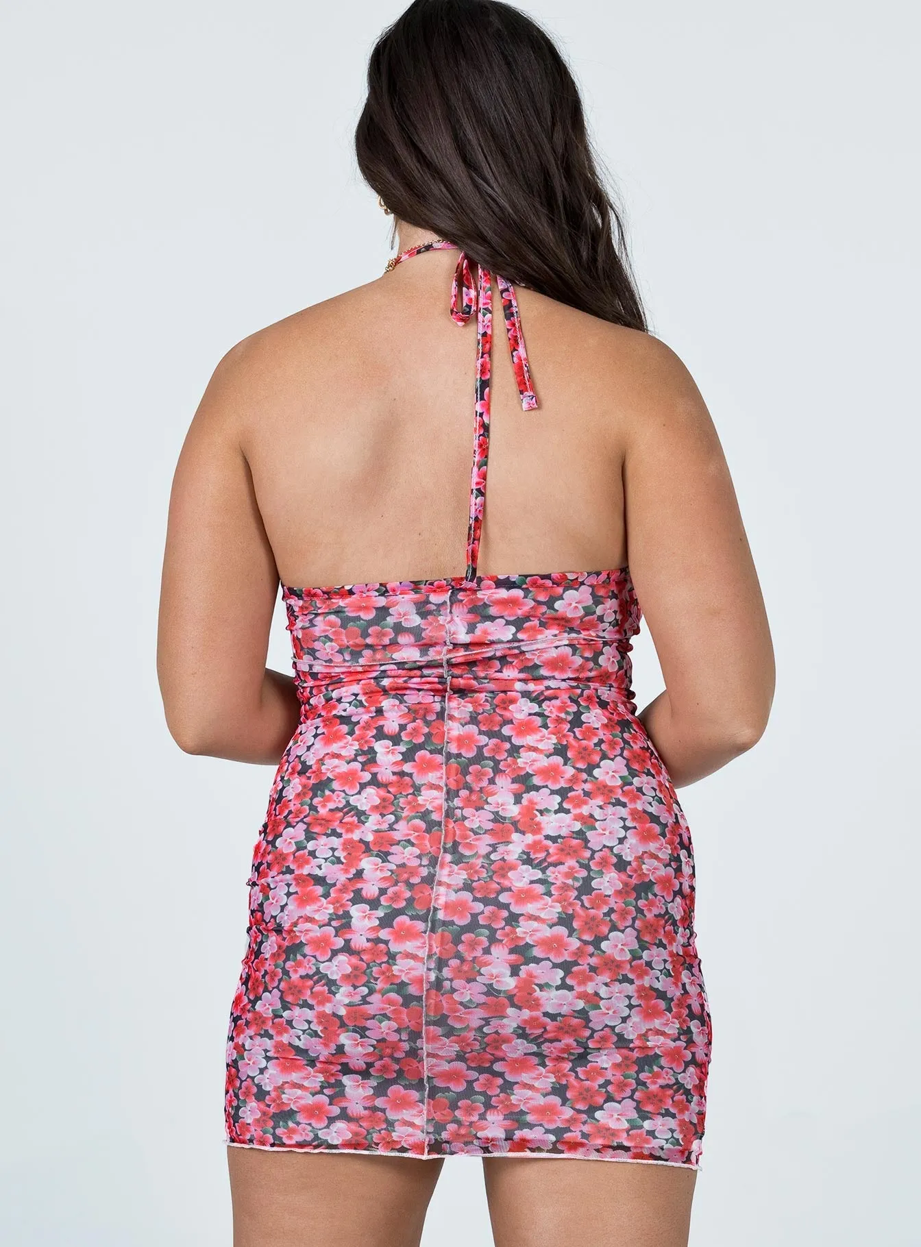 Holiday-Party Flowing Layers Jay Jay Mini Dress Pink Floral