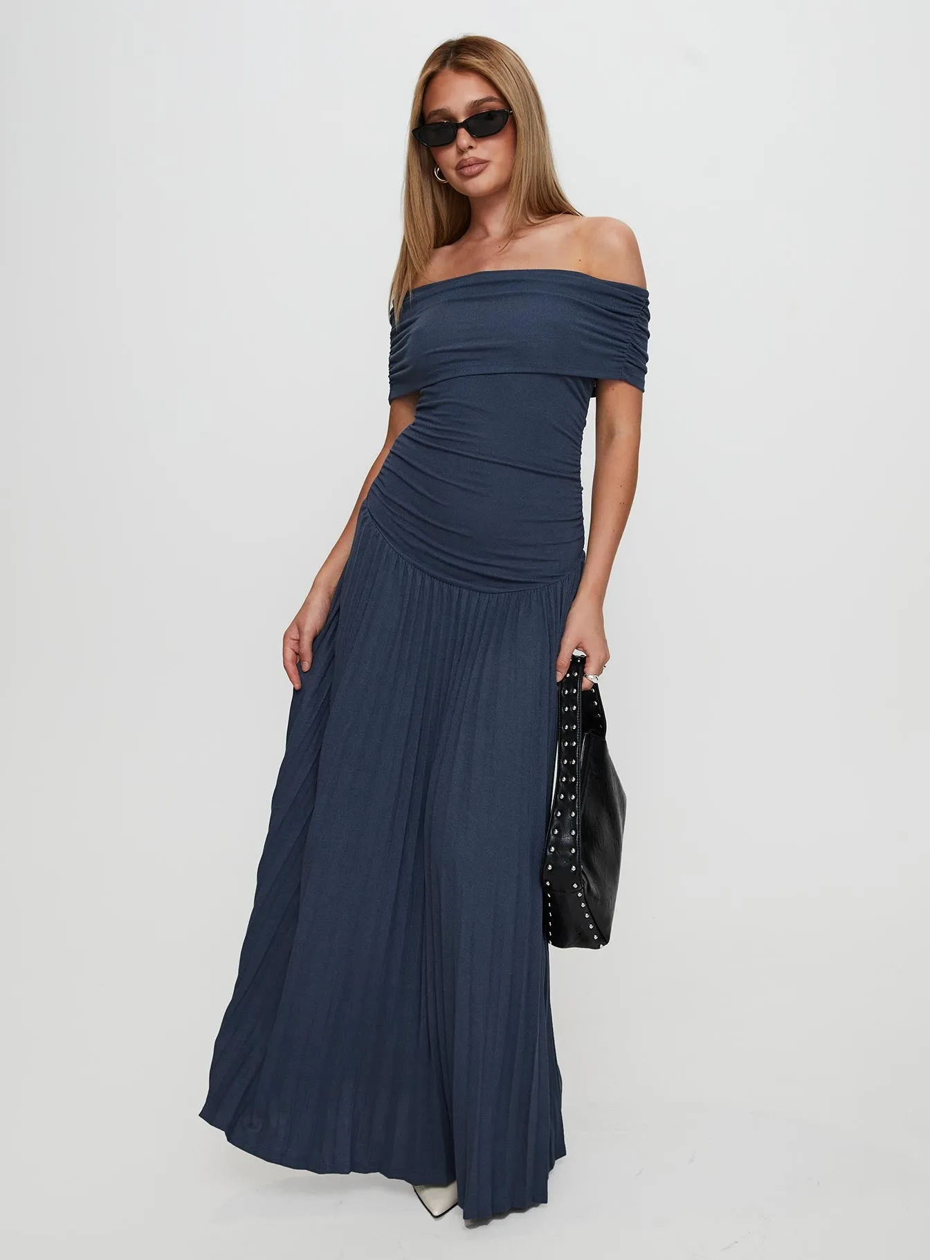 Field Of Dreams Maxi Dress Navy StretchableKnit Lounge Vibe