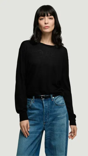 Fine Crewneck in Merino Silk | Black EcoConscious Manufacturing