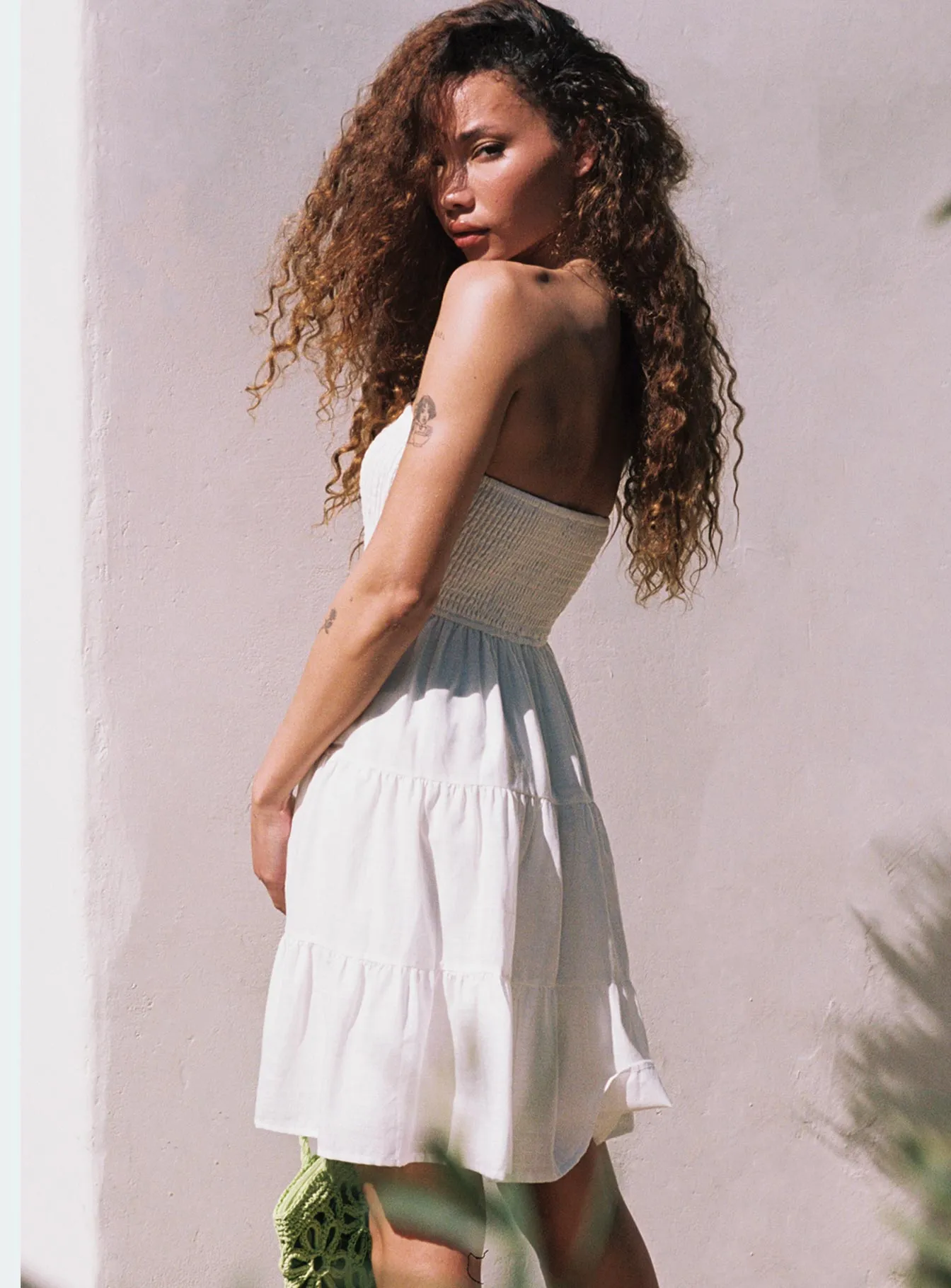 Fahy Strapless Mini Dress White Smart and Sleek