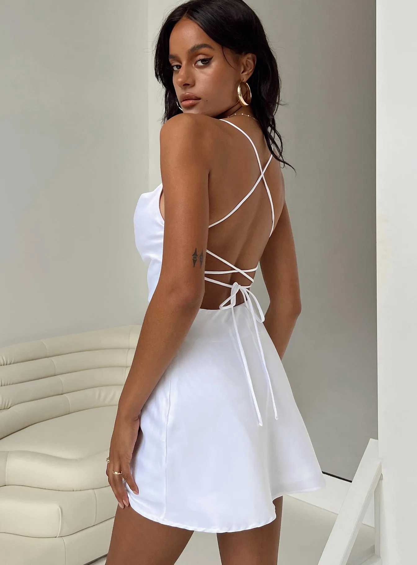 Celena Mini Dress White Comfort Mode Lounge Vibes