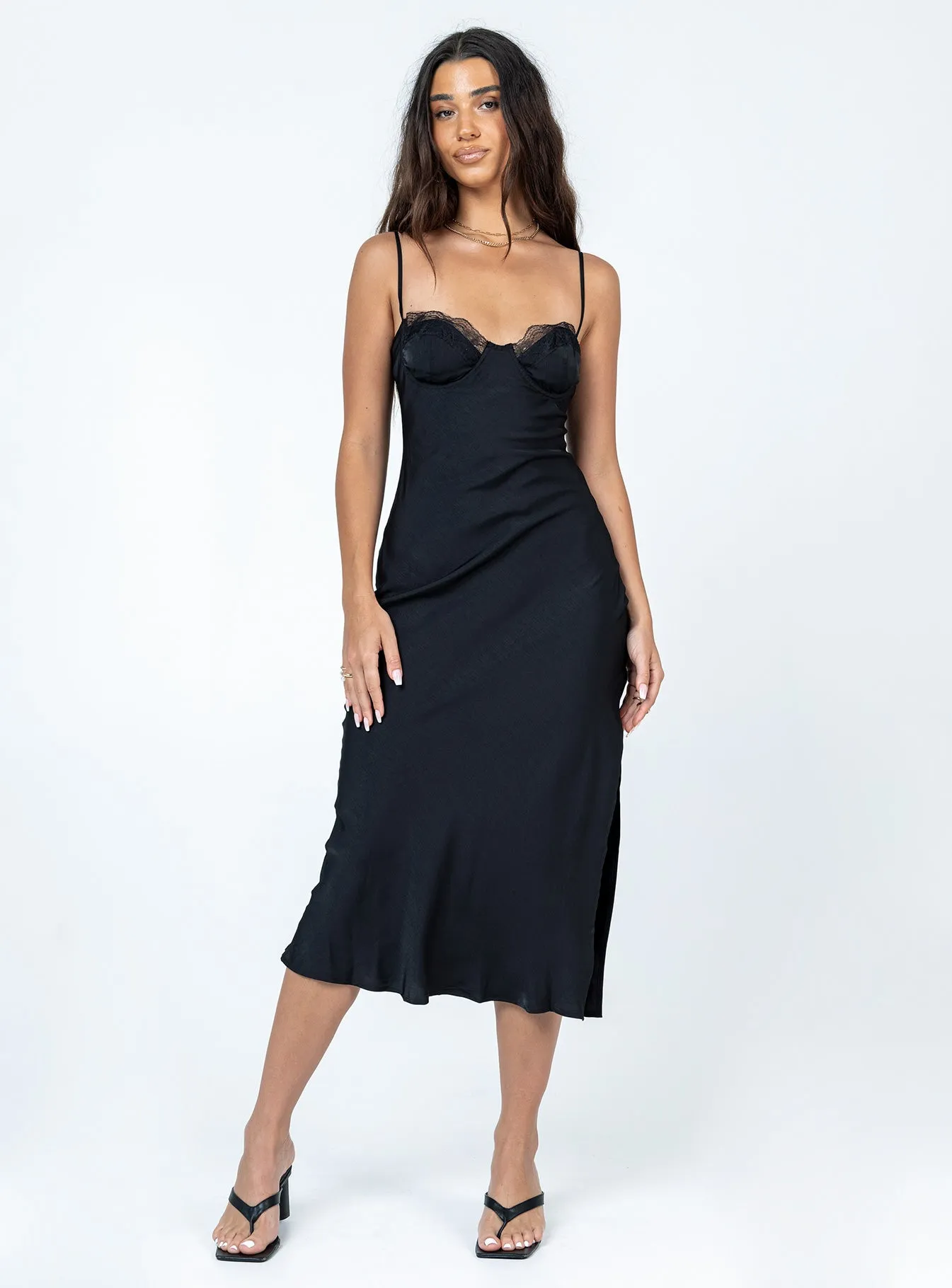 Hazel Midi Dress Black Comfortable Waistband Maximalist-Trend