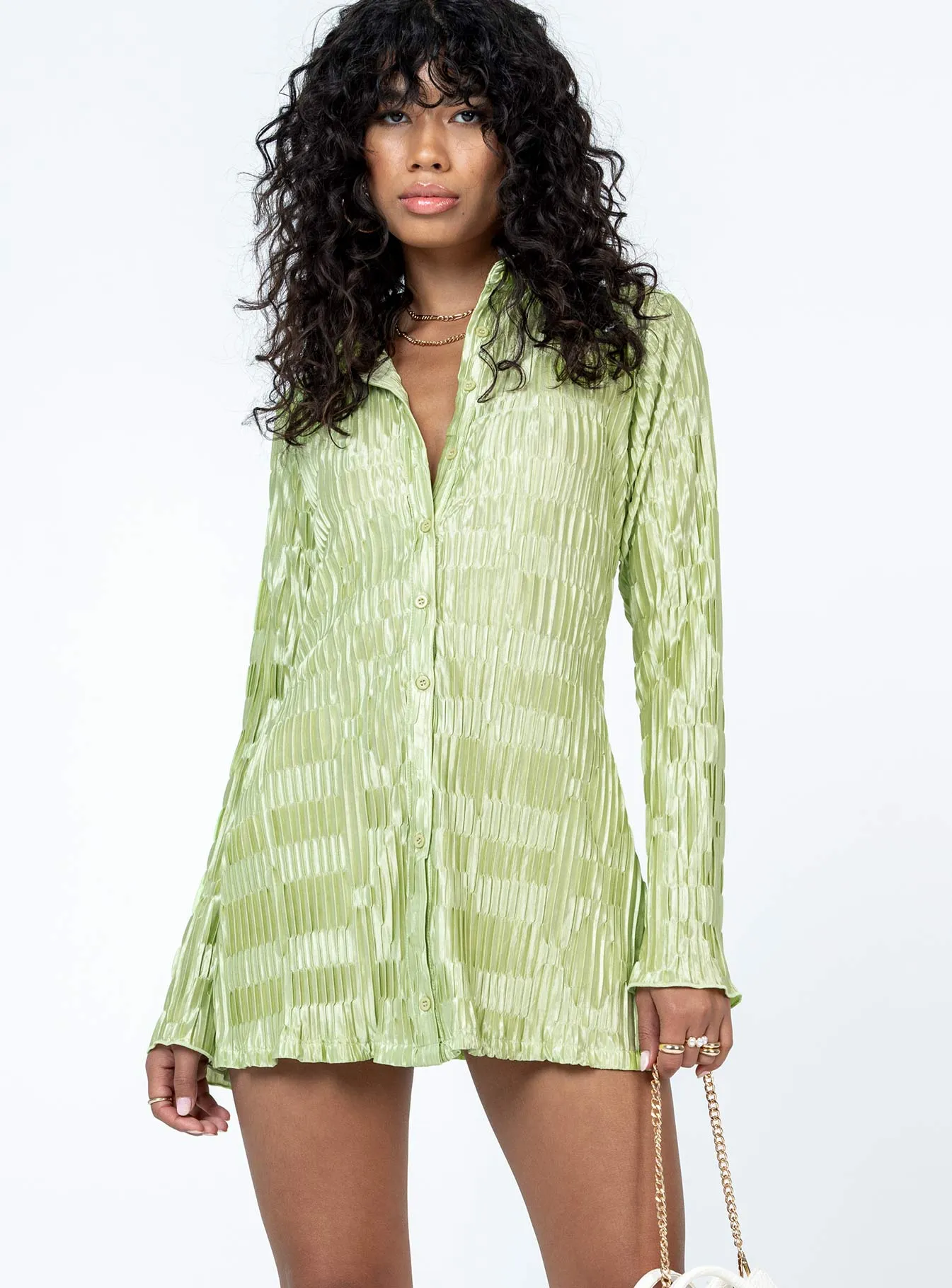 Lila Shirt Dress Green Fashionable outfit for outings