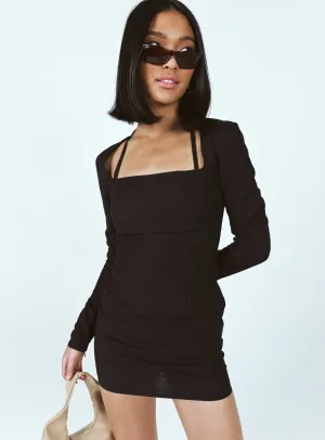 Hacienda Mini Dress Black Neutral Tones