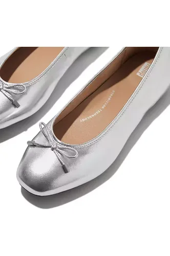 Neo Pop FitFlop Ballerina/Mary Jane in Silver Leather