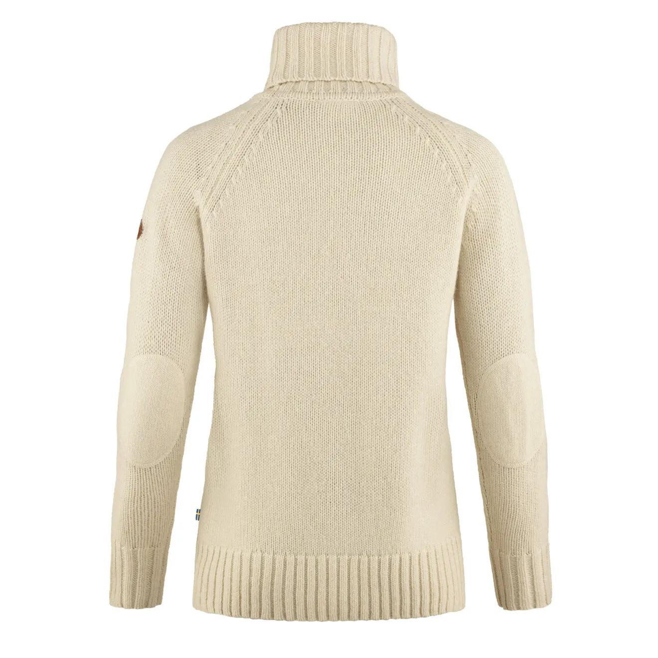 Yarn Dyed Fjallraven Womens Ovik Cable Knit Roller Neck Chalk White