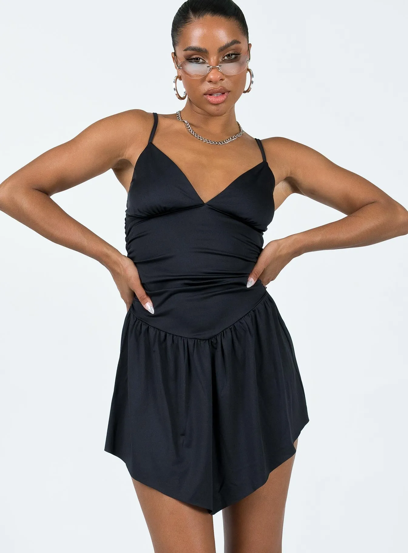 Welsh Mini Dress Black Smooth Drape