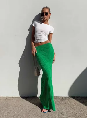 Hemp Blend Belle Knit Maxi Skirt Apple Green