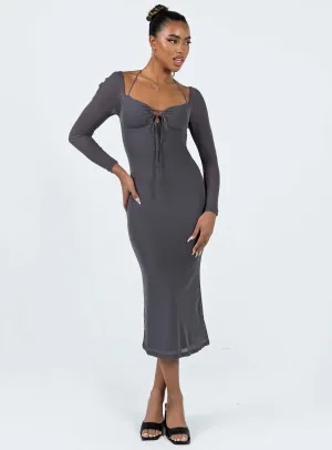 Semi Fit Fowlers Long Sleeve Midi Dress Slate