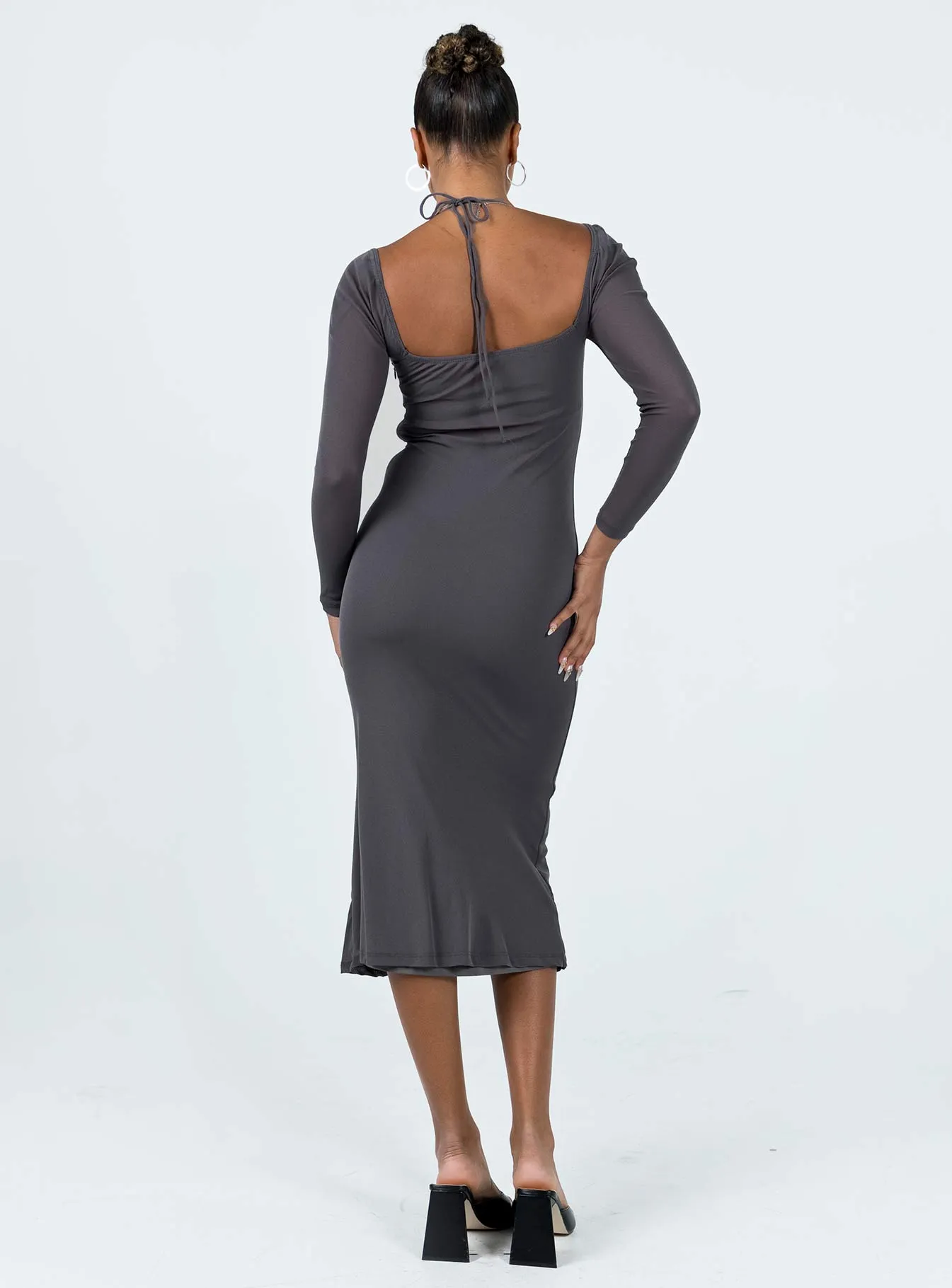Modern Comfort Comfortable fit Fowlers Long Sleeve Midi Dress Slate