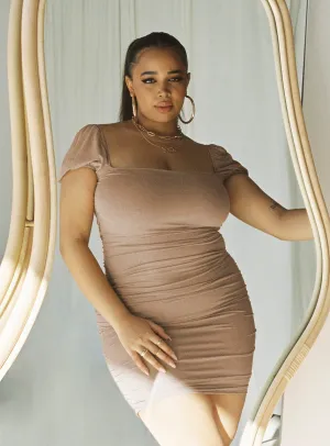 Elegant Layer Charvi Mini Dress Tan Curve