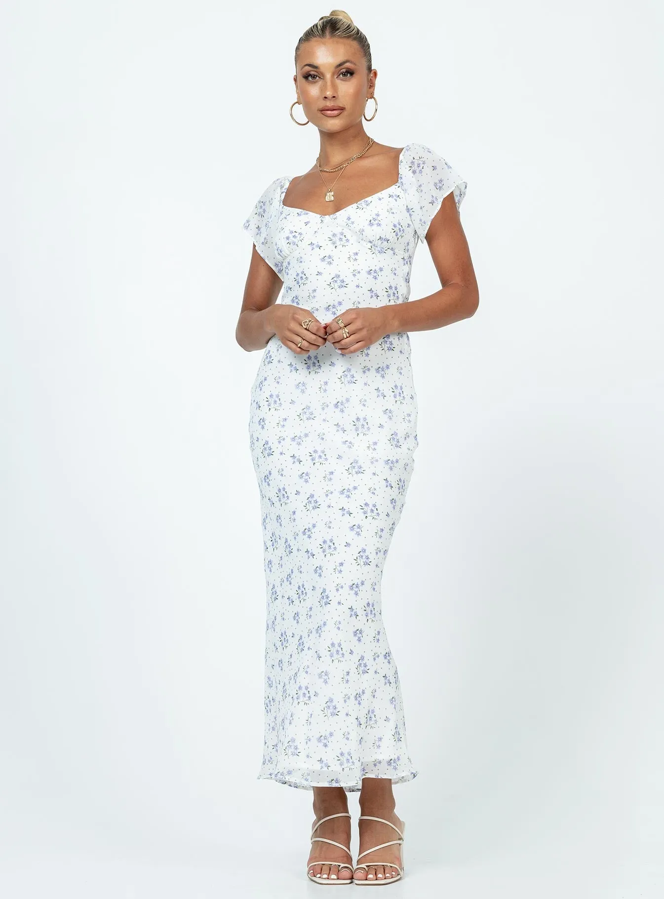 Shine Skin Comfortable Style Hera Maxi Dress White Floral