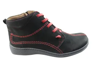 Flex & Go June Womens Comfortable Leather Ankle Boots Made In Portugal Water Guard