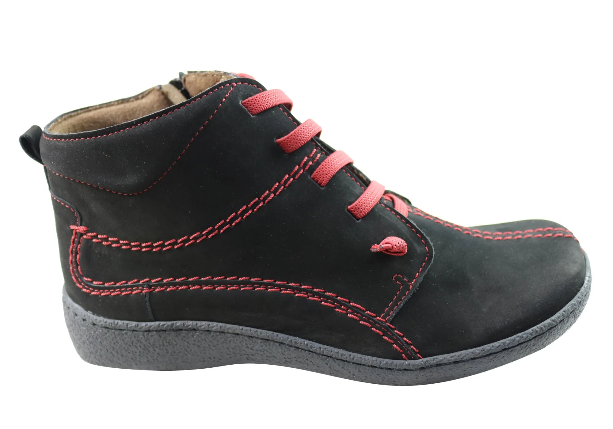 Flex & Go June Womens Comfortable Leather Ankle Boots Made In Portugal Water Guard