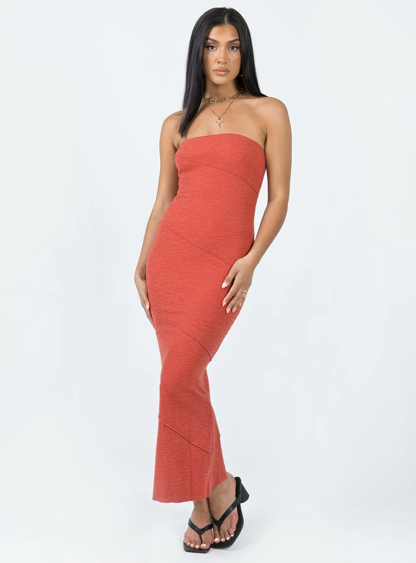 Oscar Midi Dress Rust Blush Shade