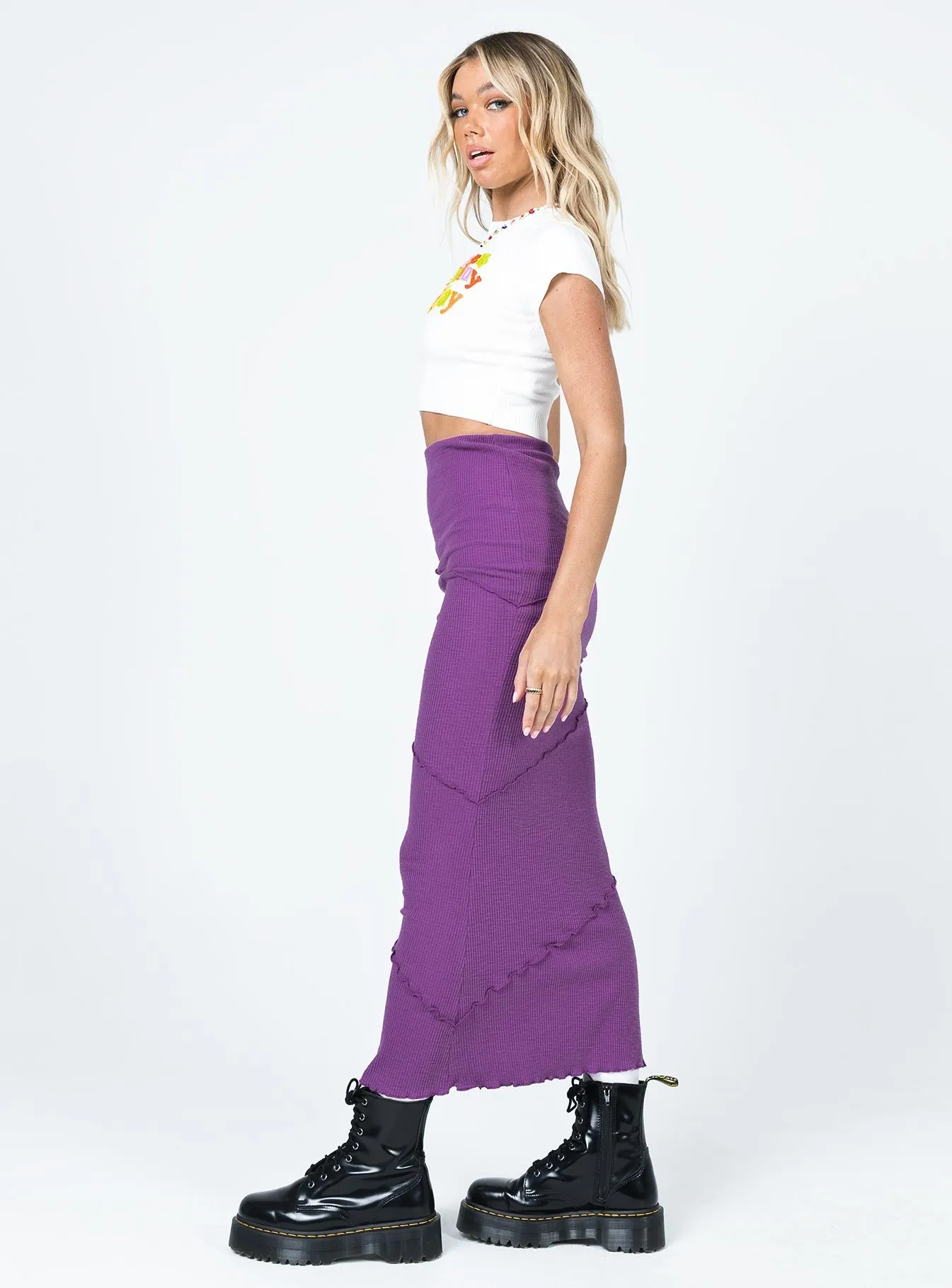 Drawstring closure Oscar Maxi Skirt Dark Purple