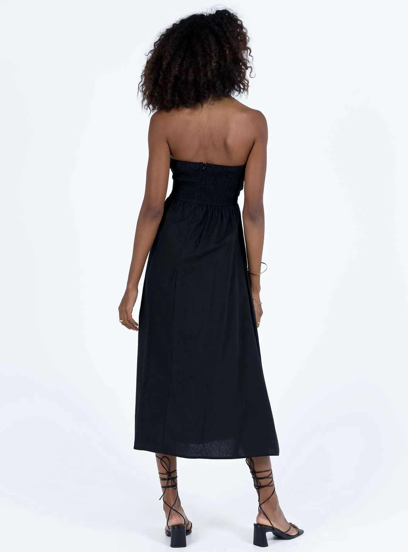 Barina Maxi Dress Black Linen-Blend