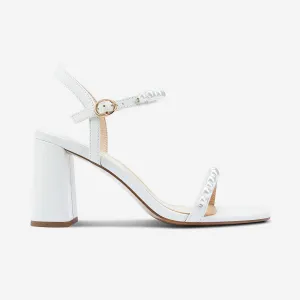 Elegant Boots Flo Sandal Heel | Off-White Leather/Pearl