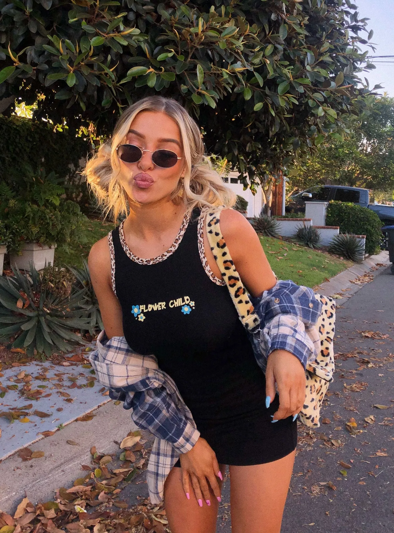 Dreamy Silhouette Subtle Glow Flower Child Mini Dress Black