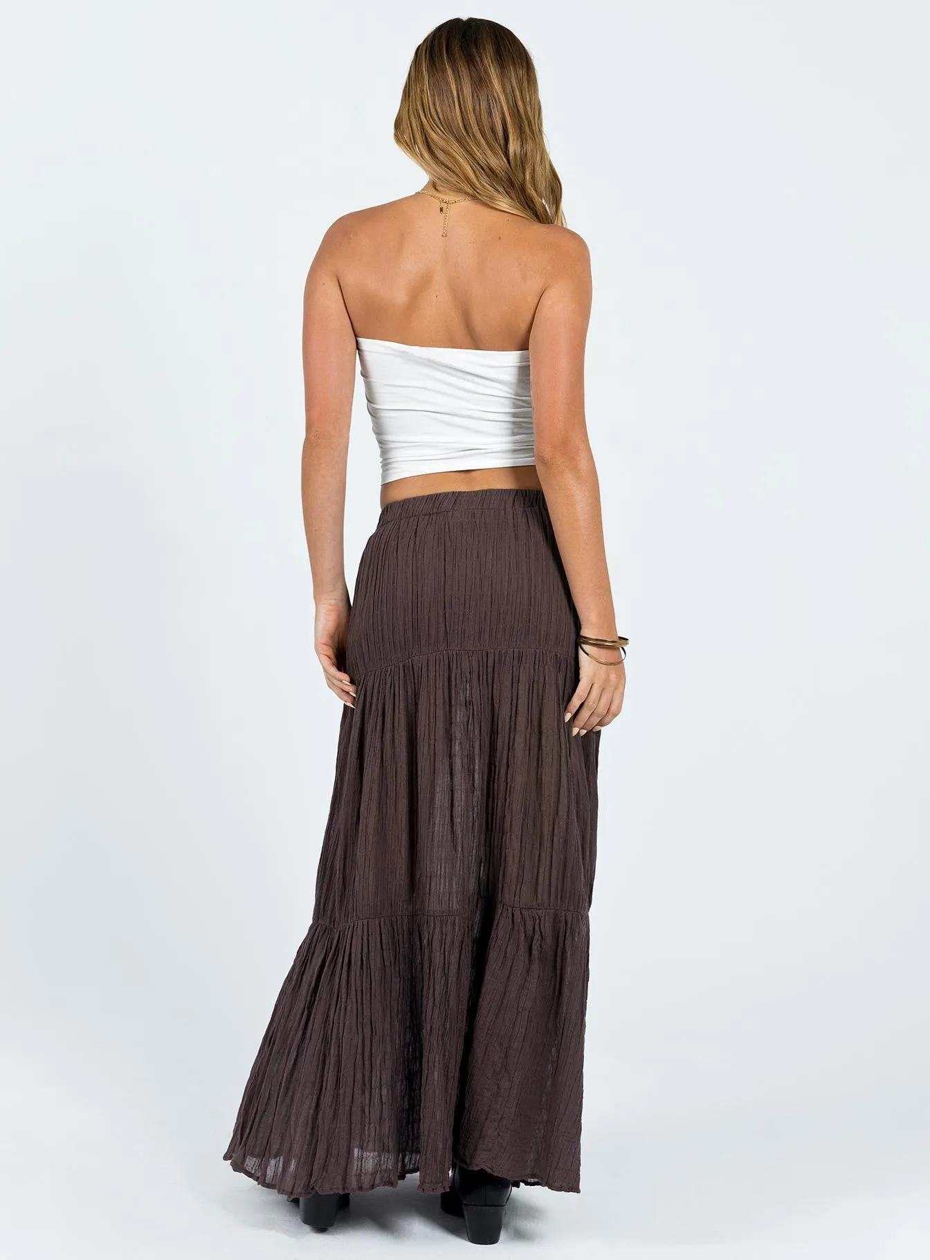 Gilchrist Low Rise Maxi Skirt Brown Everyday Essential Simple Layer
