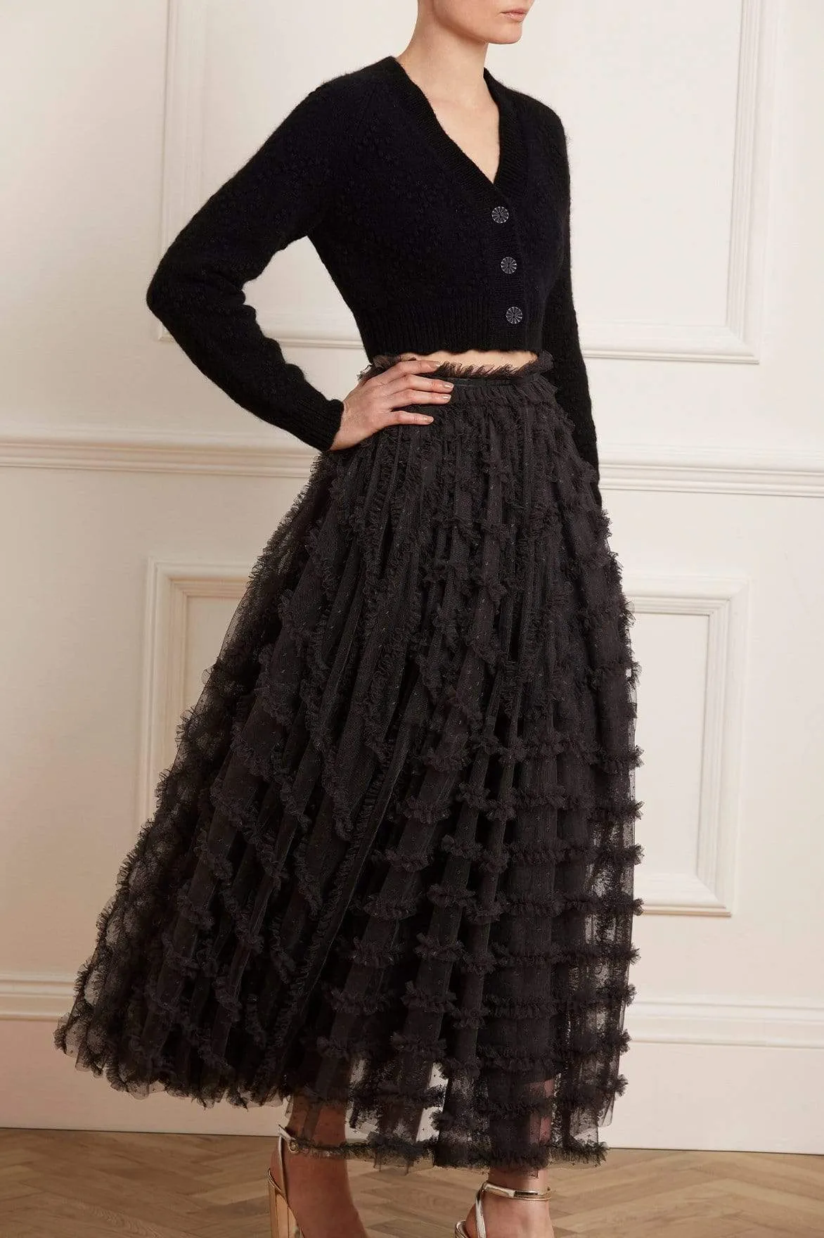 Elastic hem Florence Ruffle Ankle Skirt