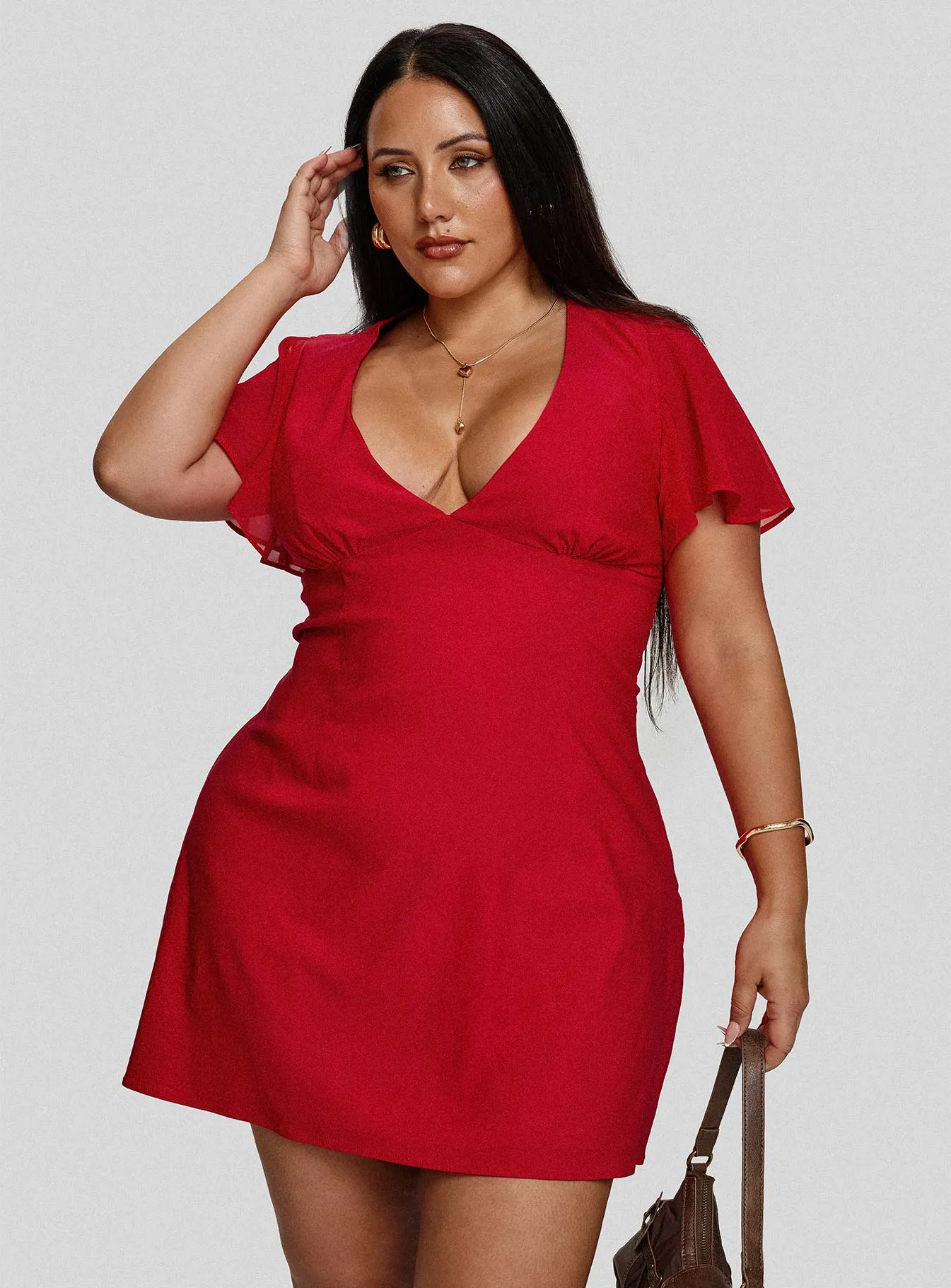 Comfortable texture Timeless Soft Florie Corset Mini Dress Red Curve