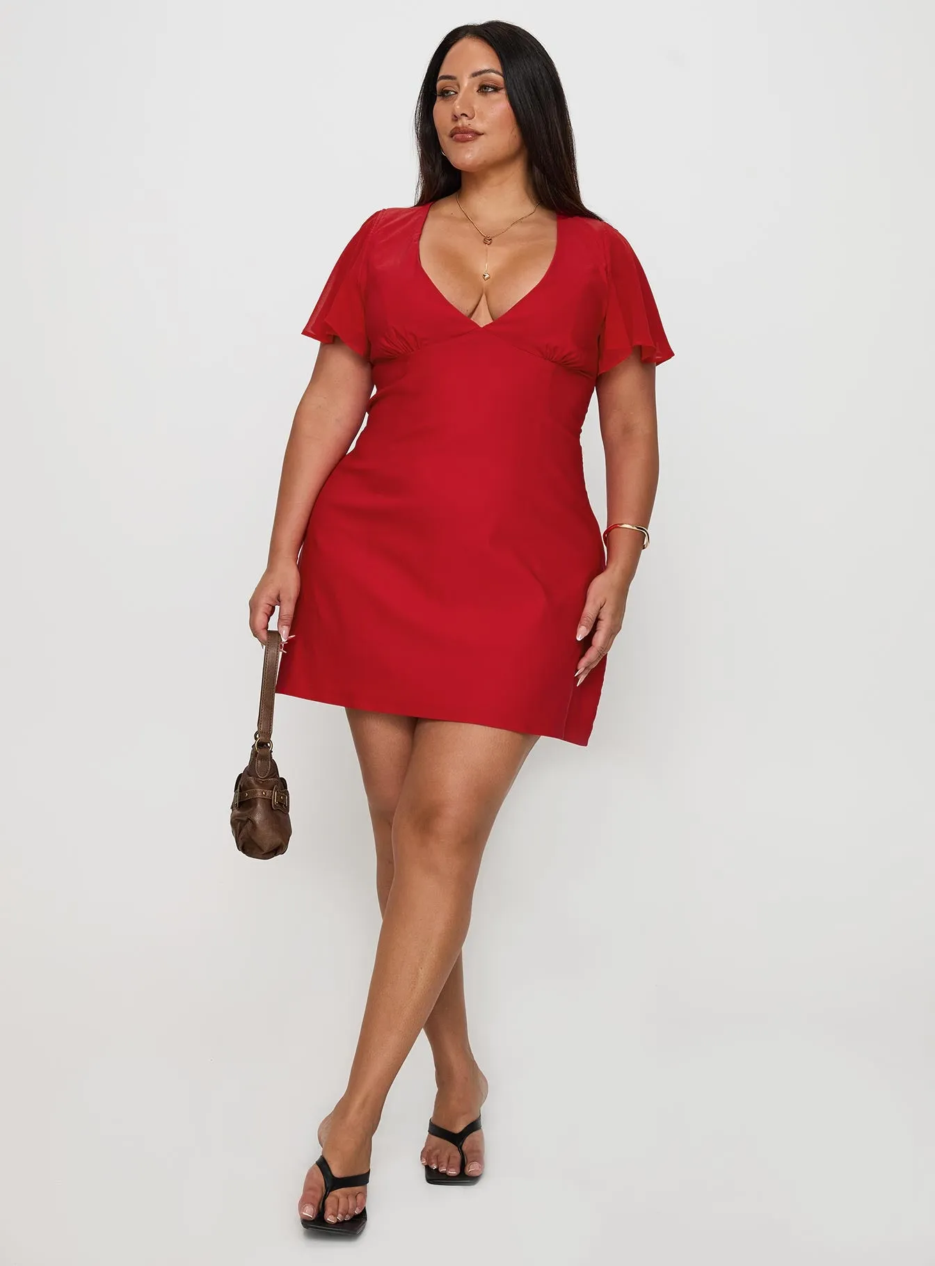 Adjustable-Straps Flow Ready Florie Corset Mini Dress Red Curve