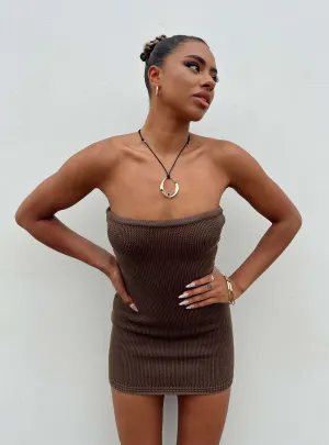 Flow Strapless Mini Dress Brown Spring Mood Fashion Daily