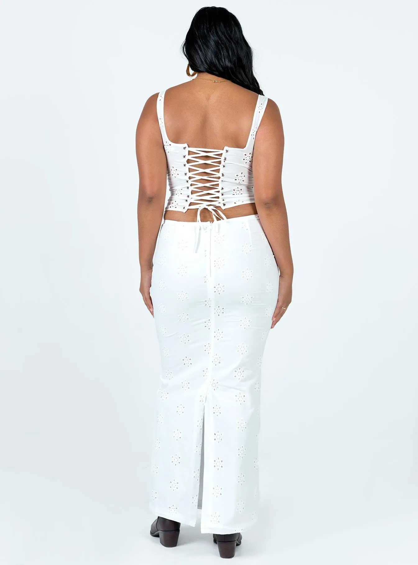 Street Style Flowerfields Maxi Skirt Ivory