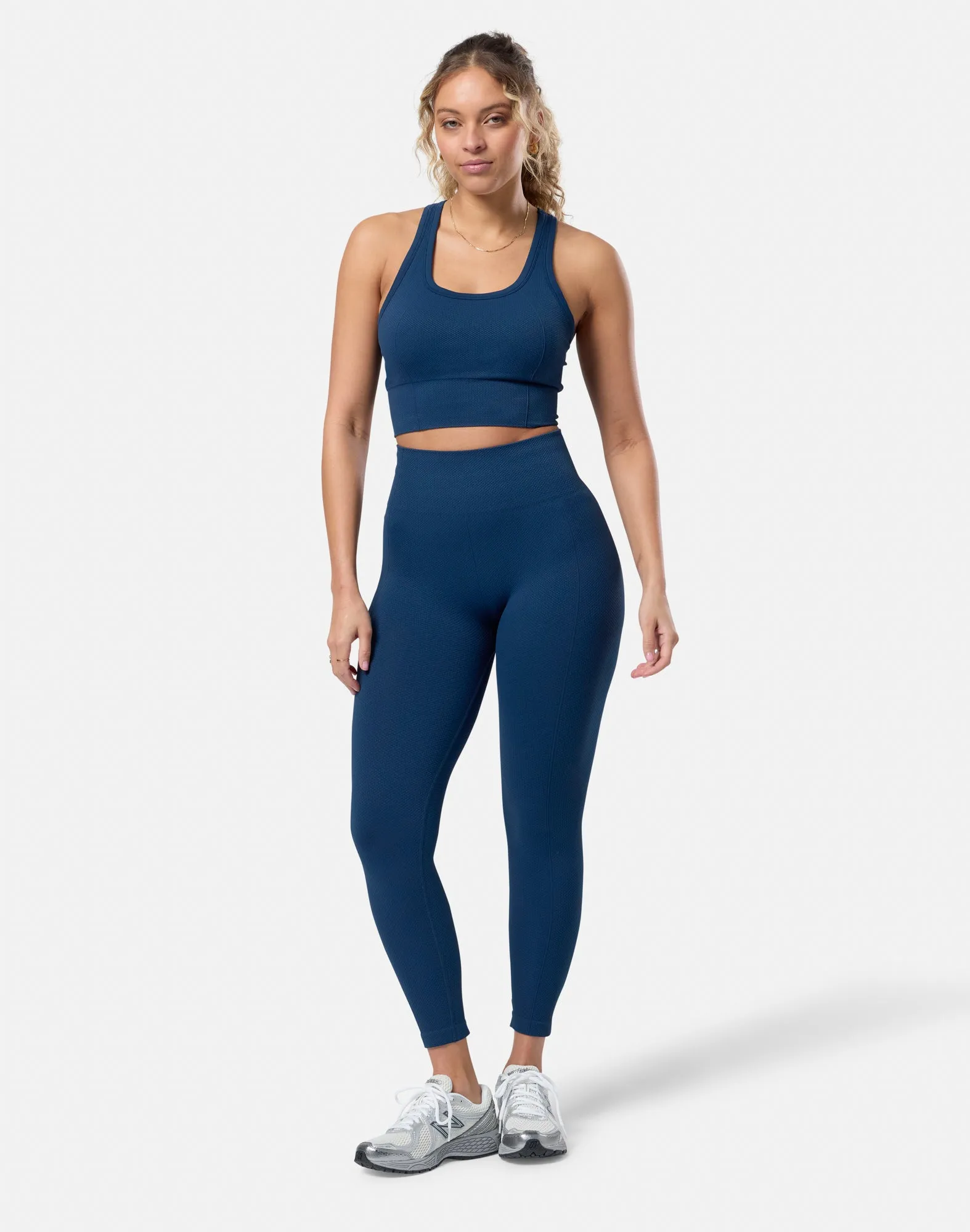 Compression Fit Lotus Lounge Bra in Petrol Blue