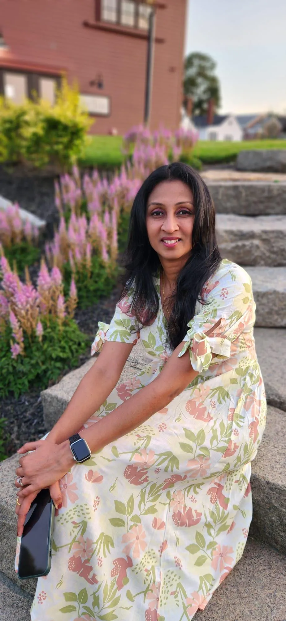 Sleek Texture Paint With Love Floral Printed Fit & Flare Dress