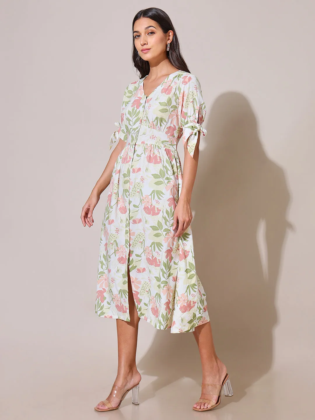 Paint With Love Floral Printed Fit & Flare Dress Effortless Mood Layered Form