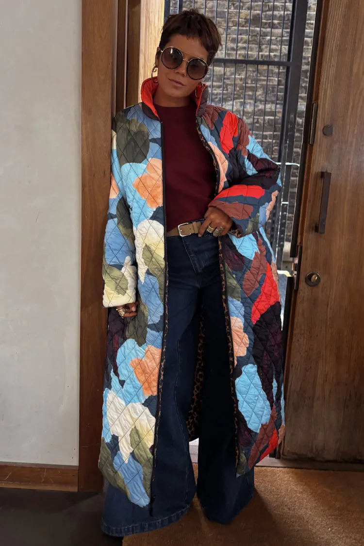 Rain Guard Transitional Weather Piece Navy Abstract Coat