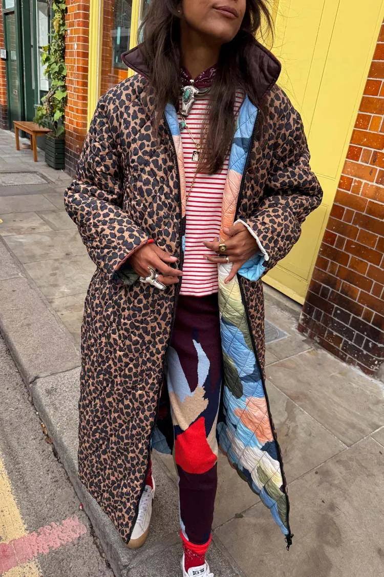 Navy Abstract Coat Light Travel Piece