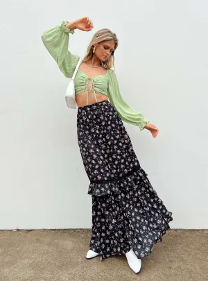 Fowler Maxi Skirt Black Wrinkle Resistant Finish