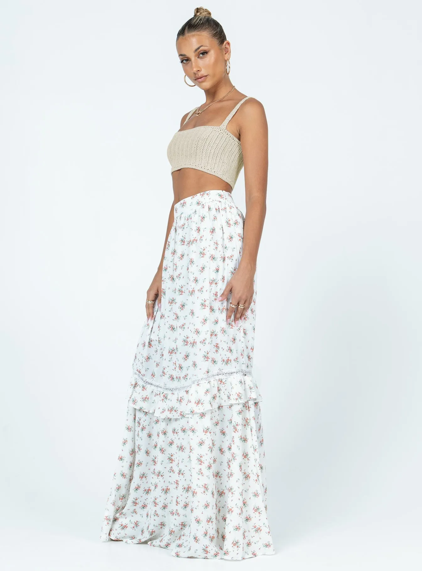 Fashion Collab Outfit Flow Fowler Maxi Skirt White