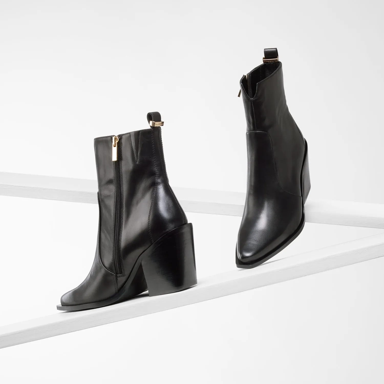 Franklin Ankle Boot | Black leather Party Shoes with Heels Flawless Look