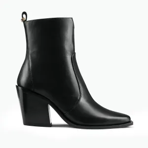 Chic Designer Heels Franklin Ankle Boot | Black leather