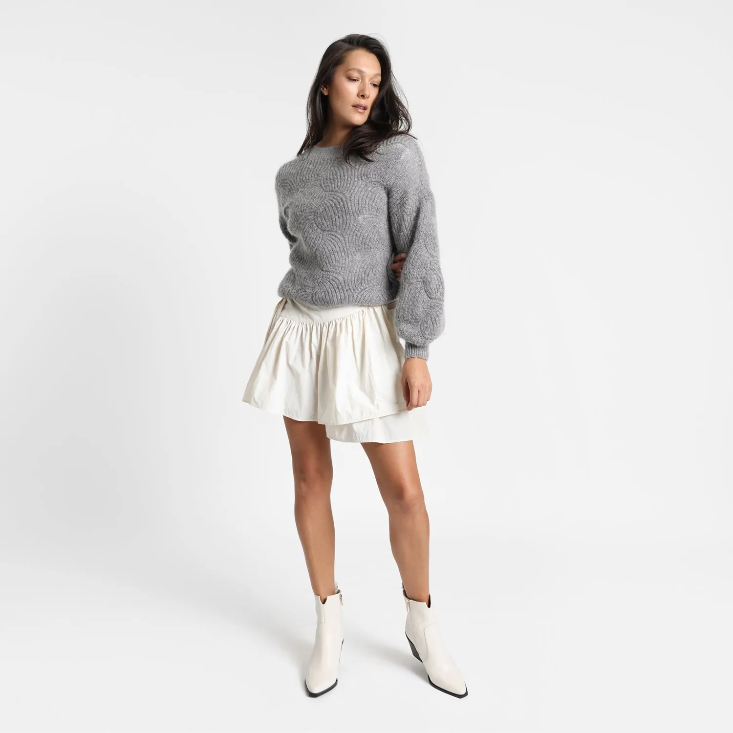 Franklin Ankle Boot | Off-white leather Chic White Stilettos Modern Design