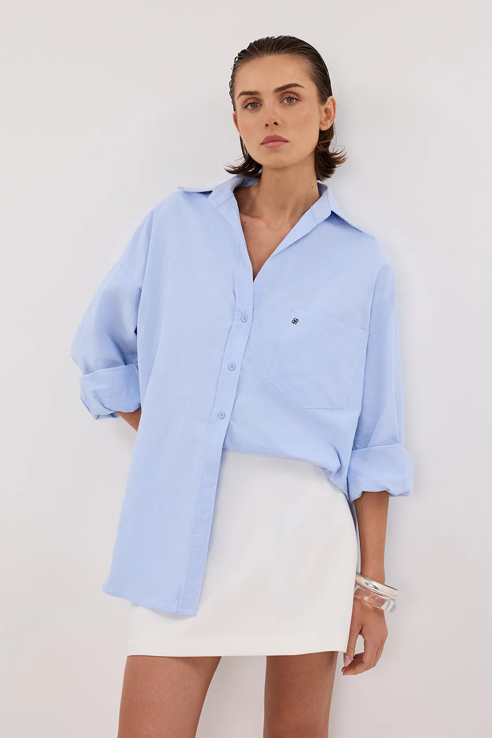 Casual Design RHEA BLUE OVERSIZED COTTON SHIRT