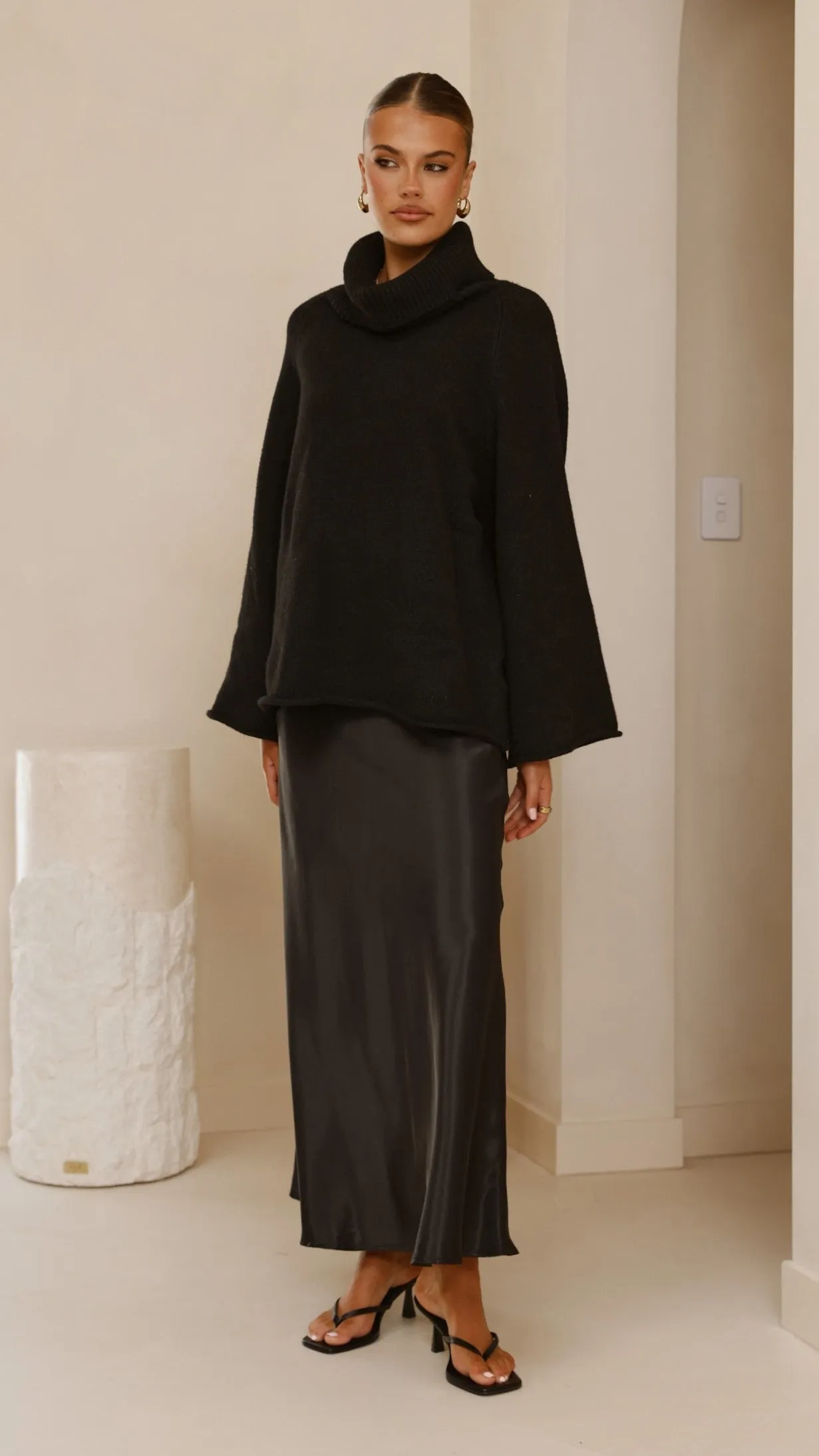 Jacques Knitted Jumper - Black Natural Fiber Construction Office Casual Look