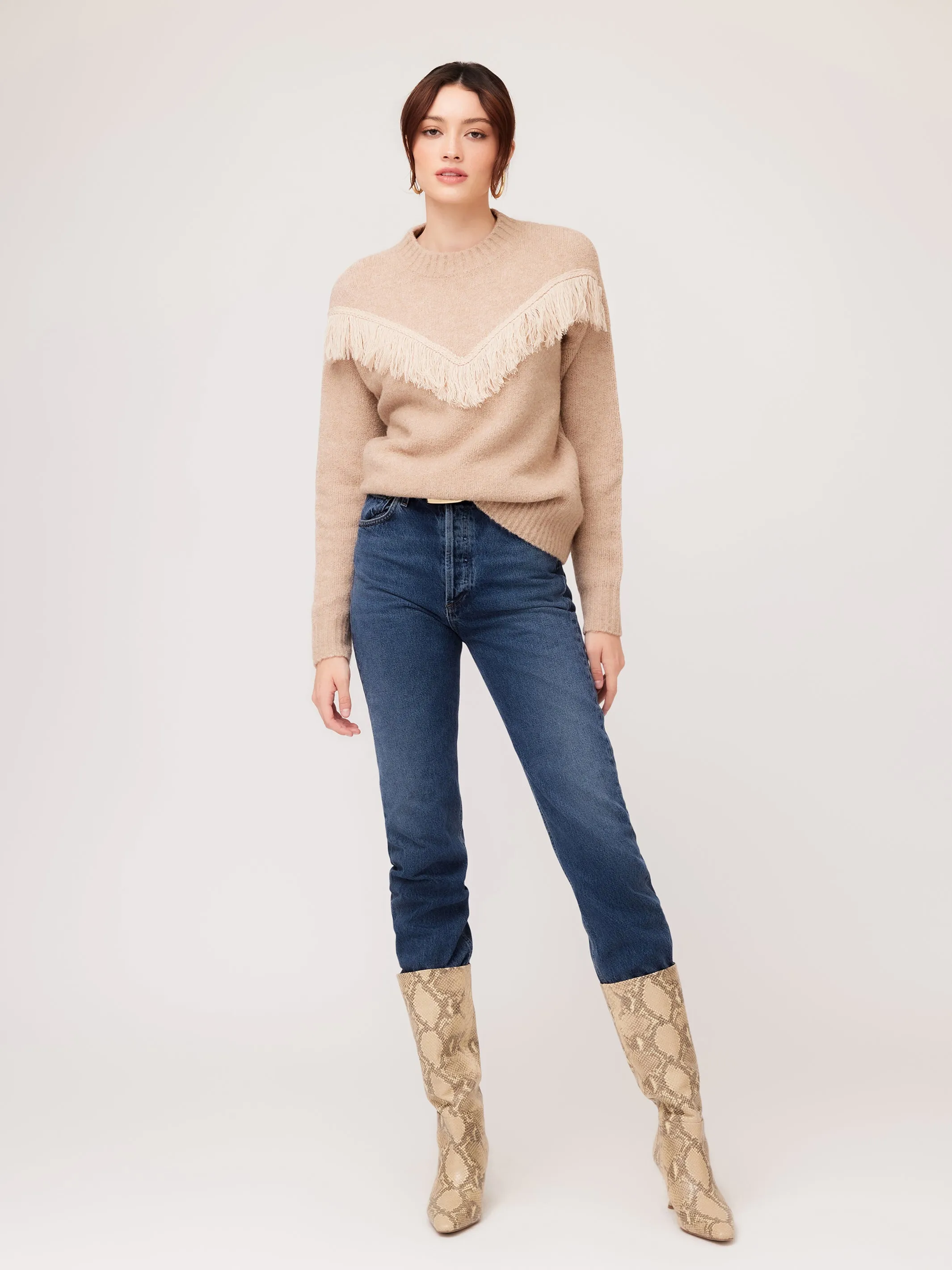 Fringe Sweater Timeless Feel muted tone