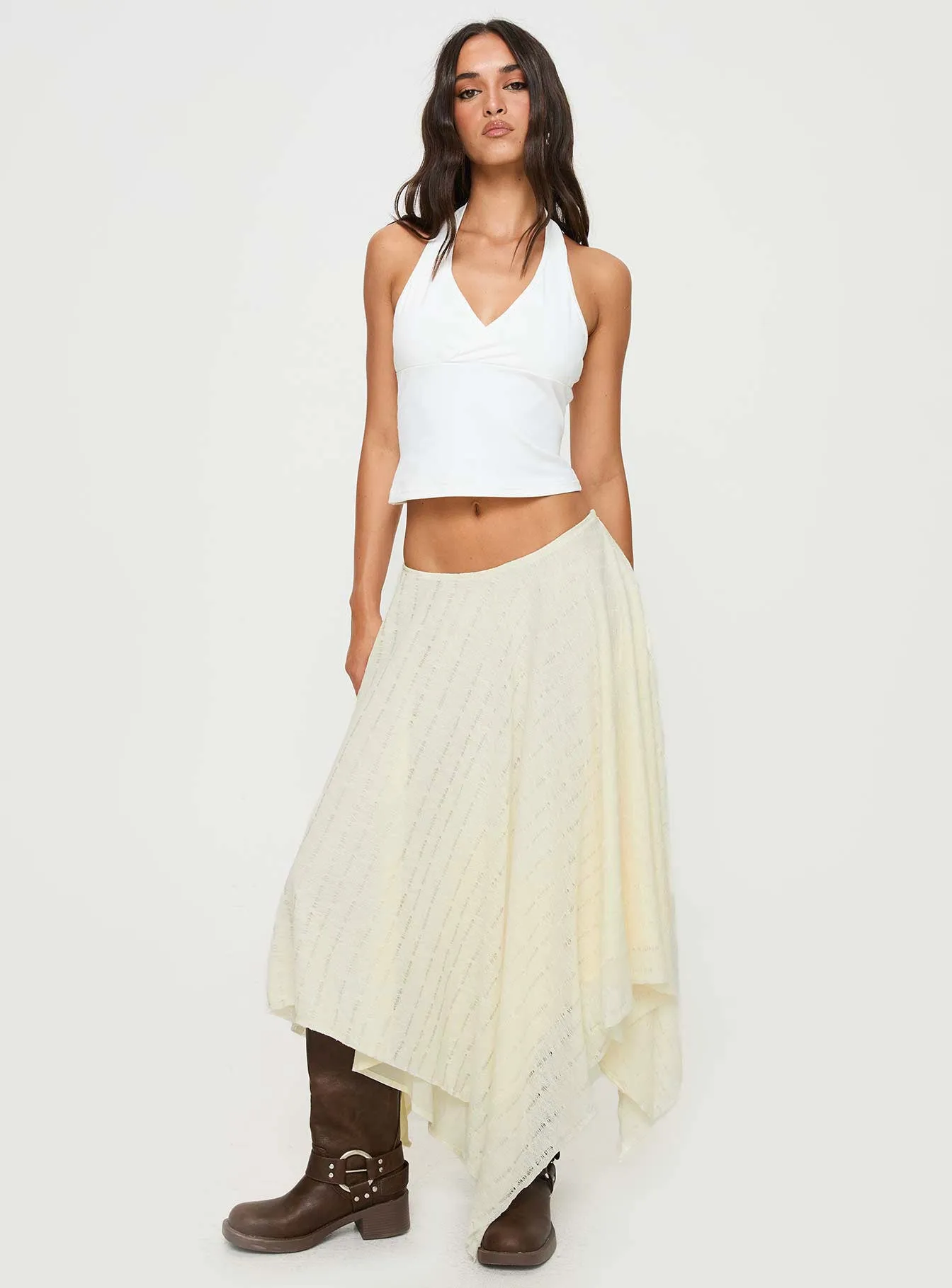 Gathered waist Gratitude Midi Skirt Cream