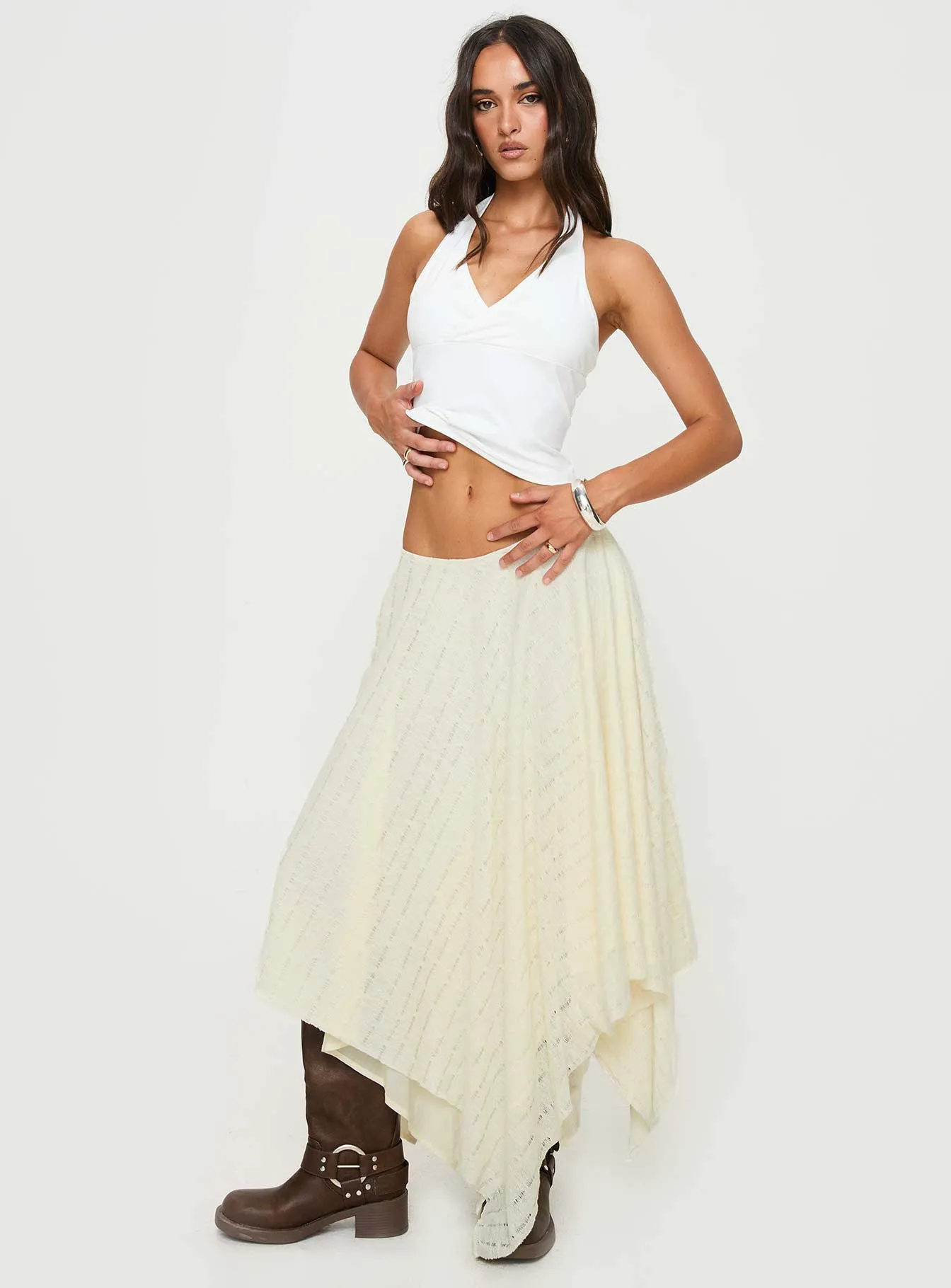 Gratitude Midi Skirt Cream Structured silhouette