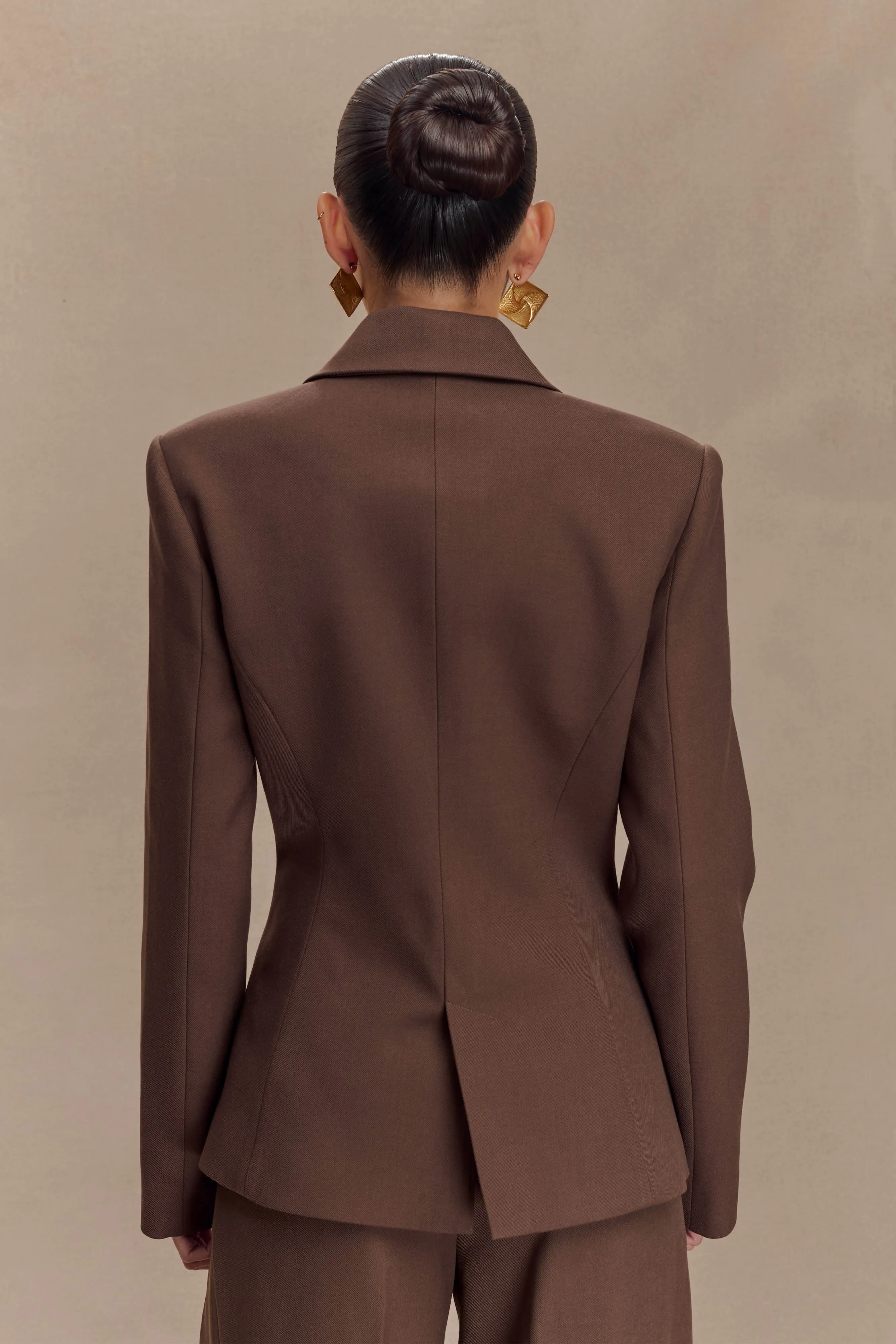 Max Cinched Waist Blazer - Chocolate Windproof Inner Layer