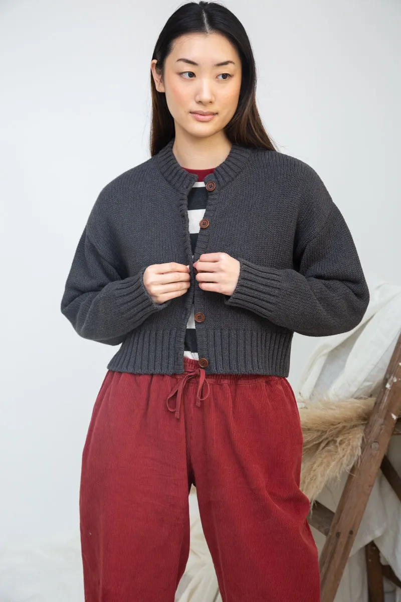 BalancedDrape Breathable Stretch Fabric Sugi Organic Cotton Knitted Cardigan in Grey Marl