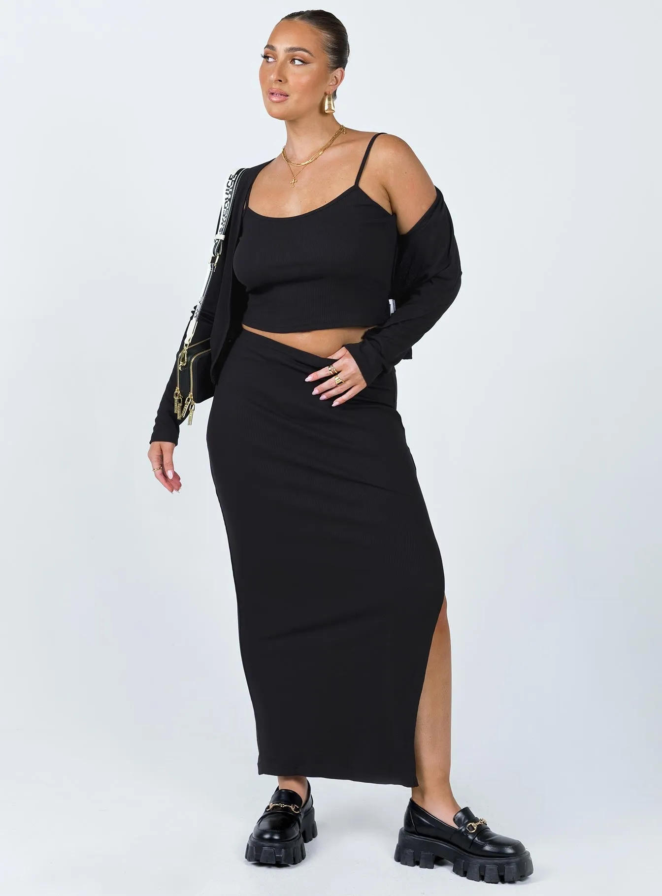 Alvar Set Black Runway Ready Ruching Details