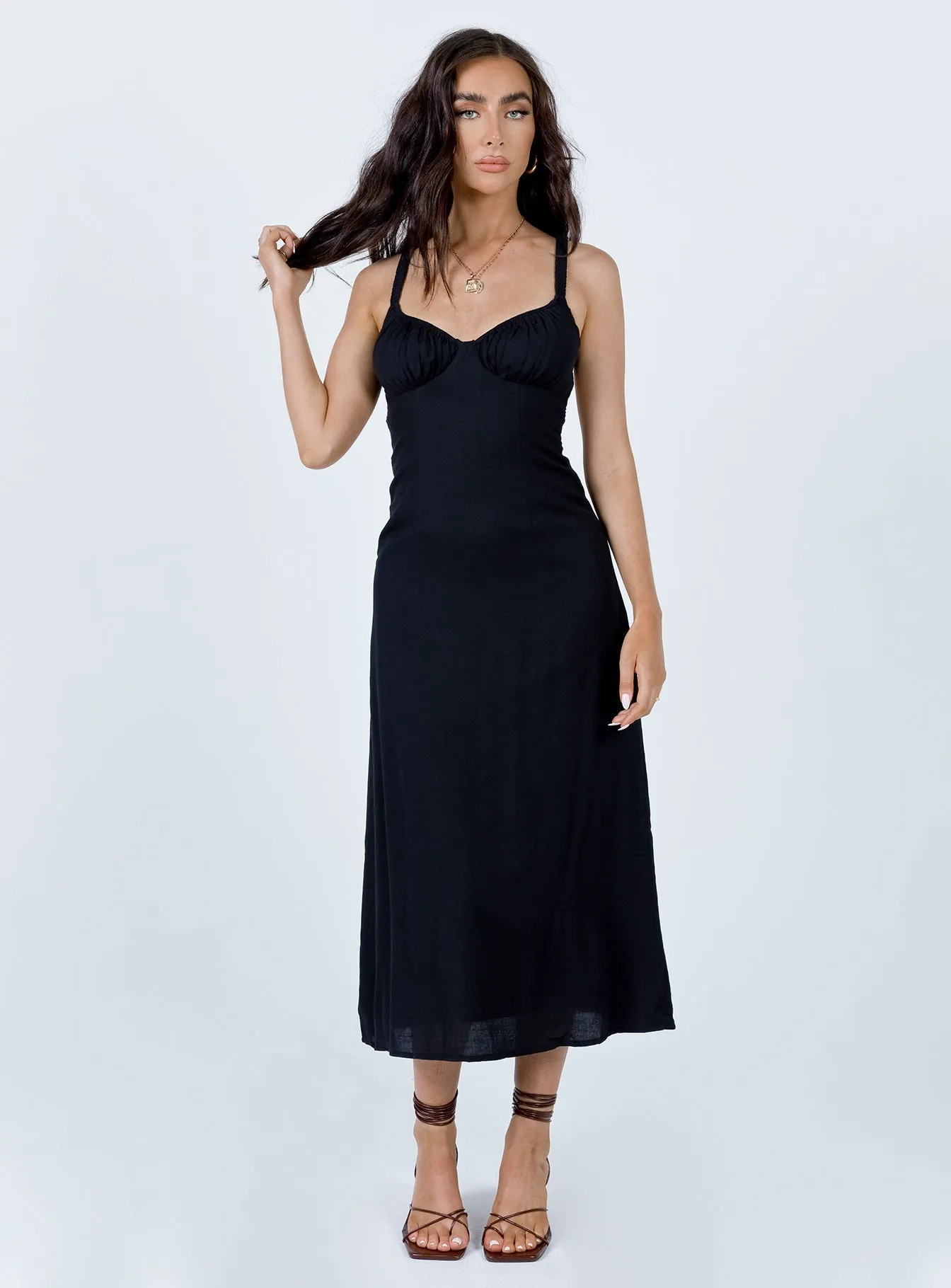 Georgia Midi Dress Black Sophisticated Style Odor-Control