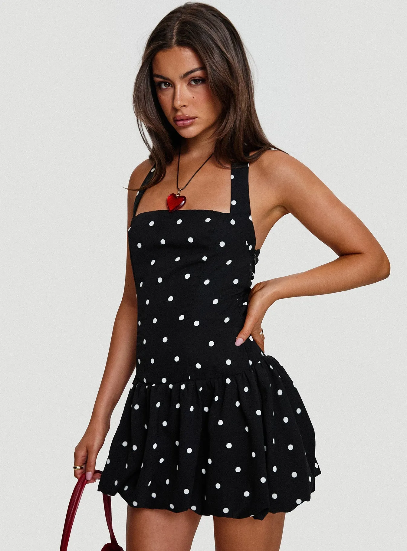 Gigli Bubble Hem Mini Dress Polka Dot Perfect Waist Youthful Feel